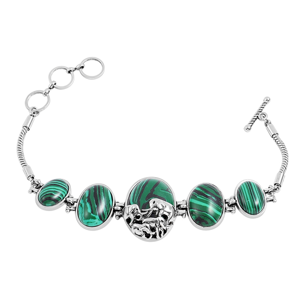 2 Piece Set - Malachite Bracelet (Size 8.5 with Extender) and Earrings (with Push Back) 78.50 Ct.