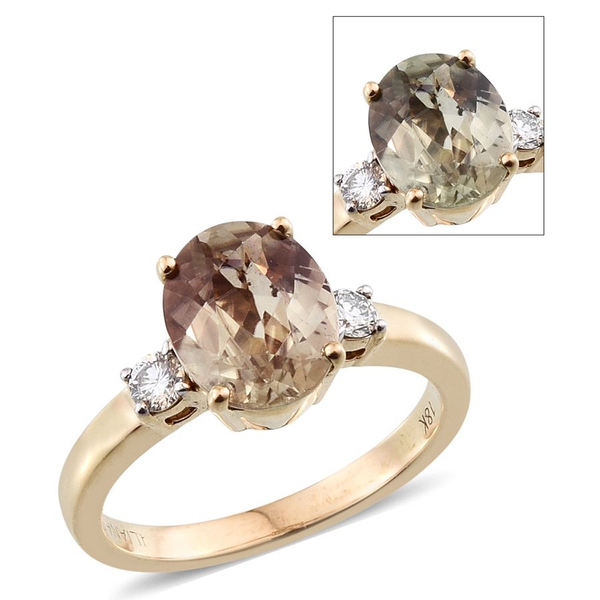 ILIANA 18K Y Gold Turkizite (Ovl 3.05 Ct), Diamond Ring 3.250 Ct.
