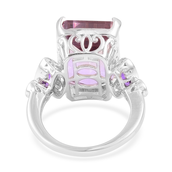 Anahi Ametrine (Oct 13.50 Ct), Amethyst and Madeira Citrine Ring in Rhodium Plated Sterling Silver 14.275 Ct.