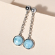 Larimar Dangling Earrings ( With Push Back )in Platinum Overlay Sterling Silver 6.89 Ct.
