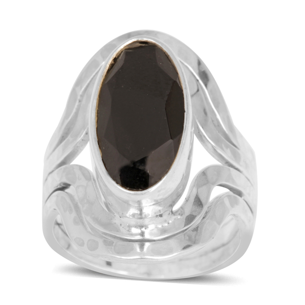 Royal Bali Collection Boi Ploi Black Spinel (Ovl) Solitaire Ring in Sterling Silver 6.220 Ct.