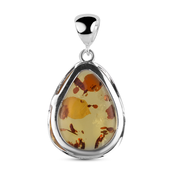Baltic Amber Pendant in Sterling Silver, Silver Wt. 6.70 Gms