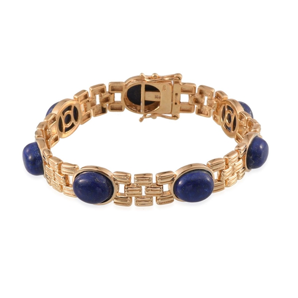 Lapis Lazuli (Ovl) Bracelet (Size 7.5) in 14K Gold Overlay Sterling Silver 32.000 Ct.