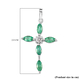 Premium Emerald and Natural Cambodian Zircon Cross Pendant in Platinum Overlay Sterling Silver