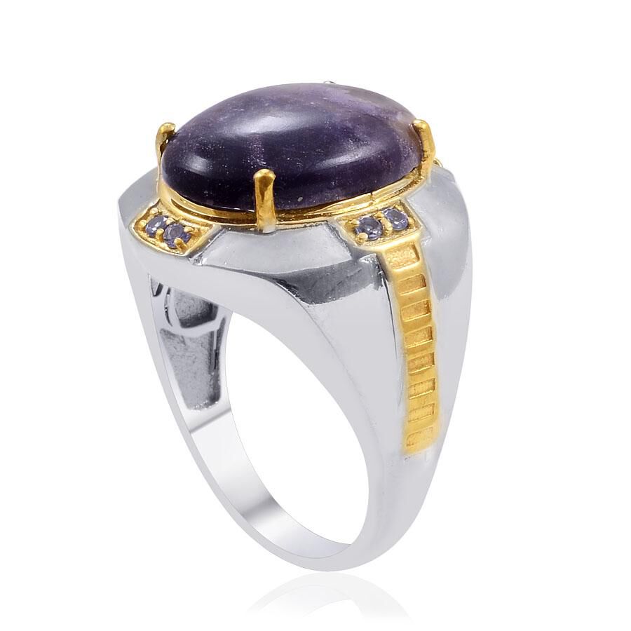 Designer Collection Utah Tiffany Stone (Ovl 10.85 Ct), Tanzanite Ring in 14K YG and Platinum Overlay Sterling Silver 11.250 Ct.