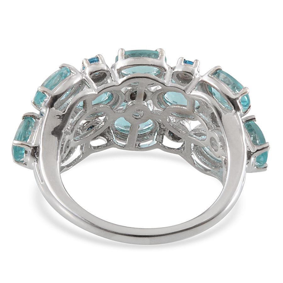 Paraibe Apatite (Ovl), Malgache Neon Apatite Ring in Platinum Overlay Sterling Silver 5.250 Ct.