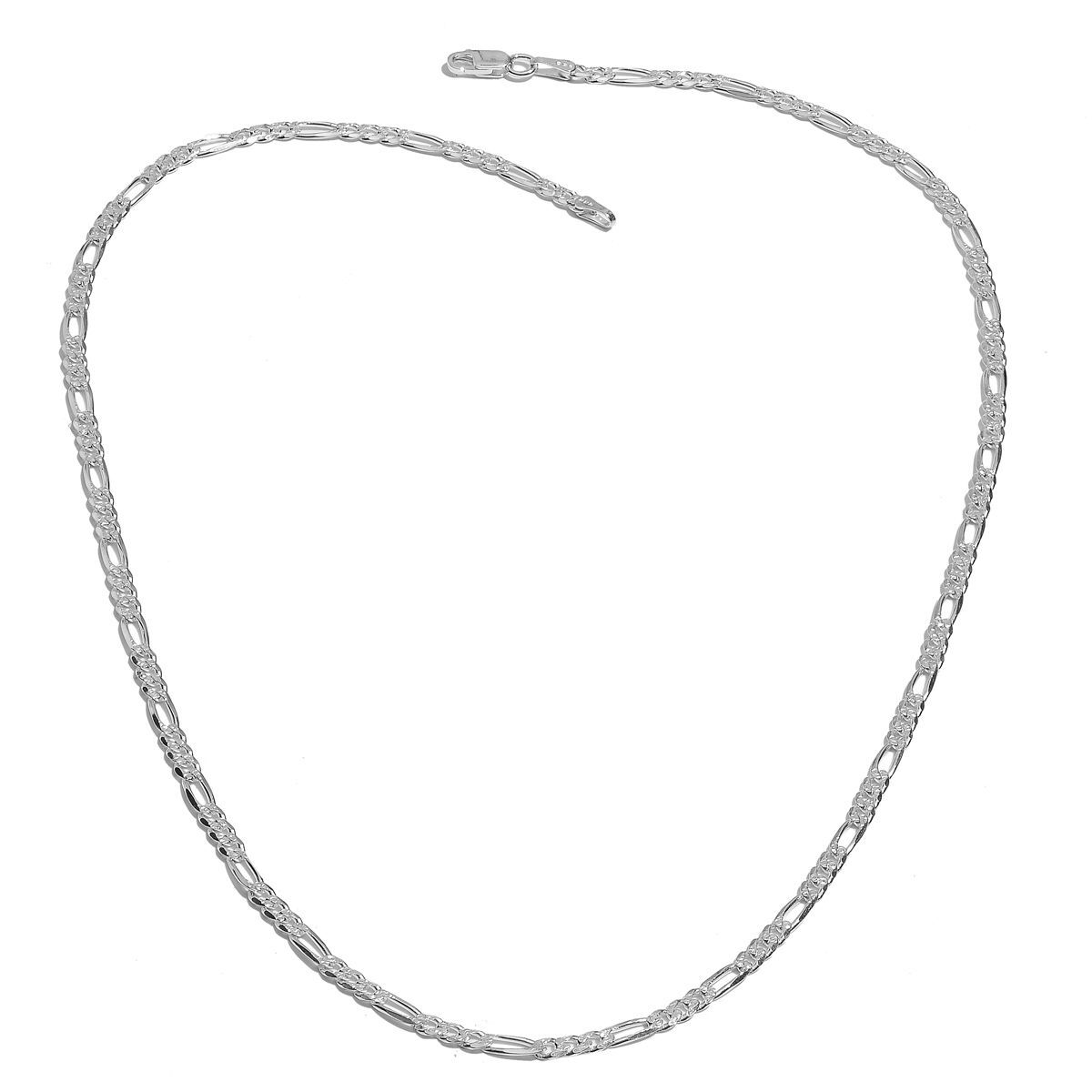 Jewels of India Sterling Silver Figaro Chain (Size 18), Silver wt 3.76 Gms.