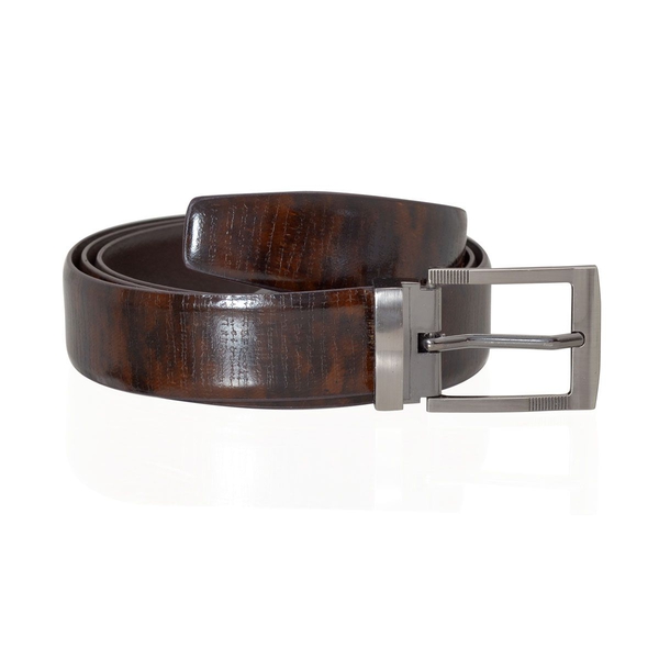 Genuine Leather Brown Colour Mens Belt with Silver Tone Buckle (Size 42 inch)