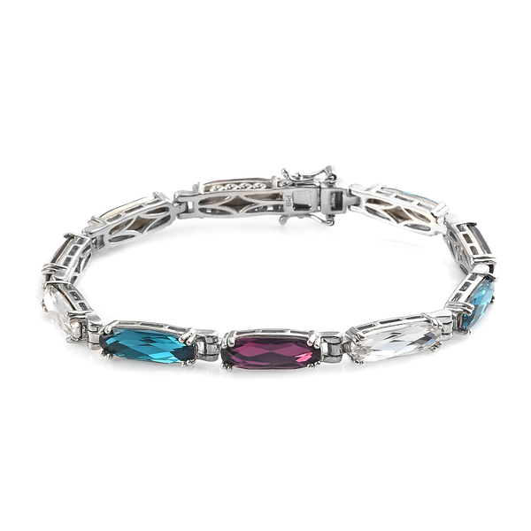 Lustro Stella Foilback Amethyst, Indicolite Crystal and White Colour Crystal Bracelet (Size 7.5) in 