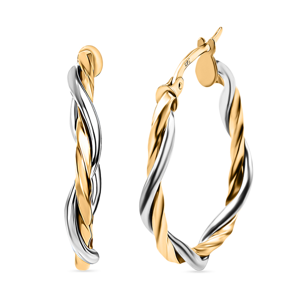 9K White & Yellow Gold Hoop Earrings