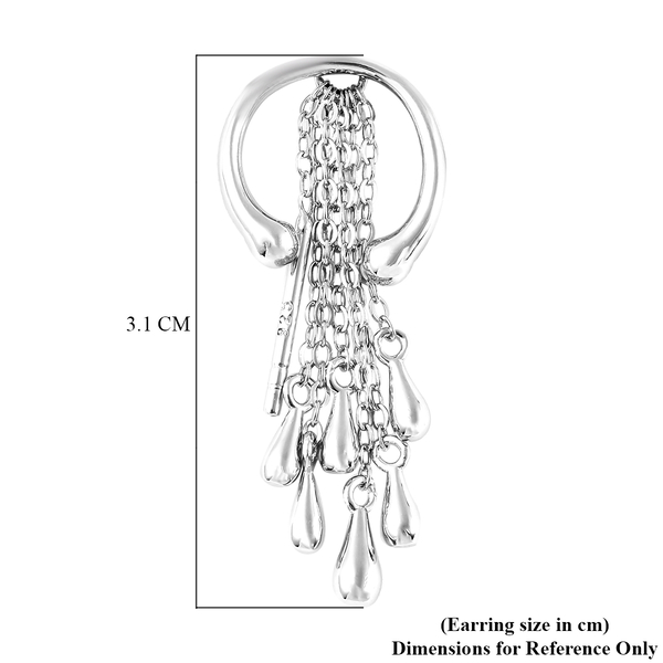 LucyQ Drip Collection - 2 in 1 Rhodium Overlay Sterling Silver Raindrop Earrings (with Push Back)