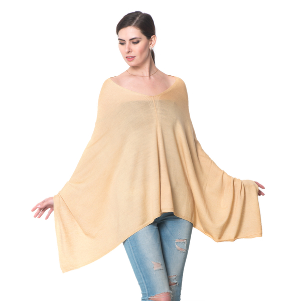 Limited Available - 100% Pashmina Wool Cream Colour Body Shawl (Free Size)
