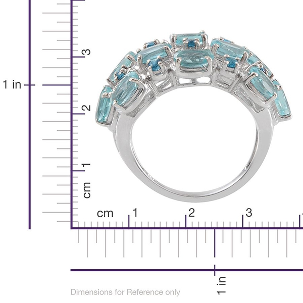 Paraibe Apatite (Ovl), Malgache Neon Apatite Ring in Platinum Overlay Sterling Silver 5.250 Ct.