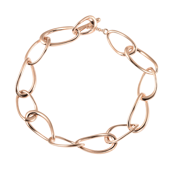 LucyQ Fluid Collection - Rose Gold Overlay Sterling Silver Bracelet (Size 8) with T Bar Lock