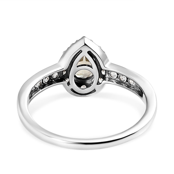 Turkizite and Natural Cambodian Zircon Ring in Platinum Overlay Sterling Silver 1.32 Ct.