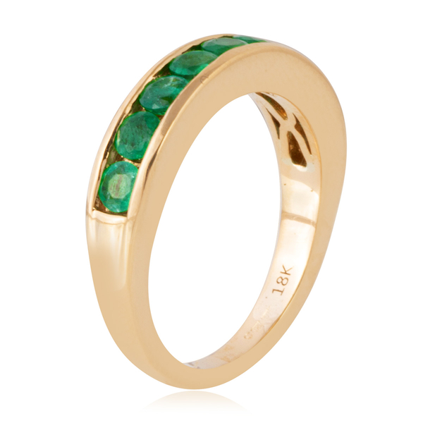 ILIANA 18K Yellow Gold AAA Premium Santa Terezinha Emerald (Rnd) Half Eternity Band Ring 1.000 Ct. Gold wt 4.24Gms