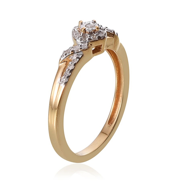 Diamond (Rnd) Ring in 14K Gold Overlay Sterling Silver 0.150 Ct.