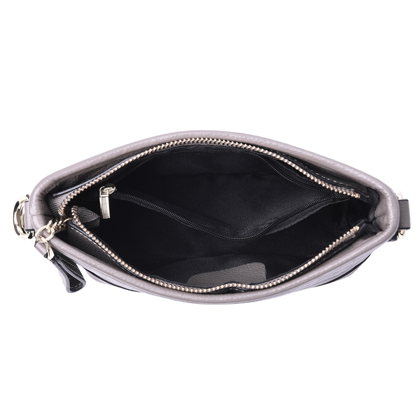 100% Genuine Leather Checkered Pattern Crossbody Bag (Size 20x8x15cm) - Grey