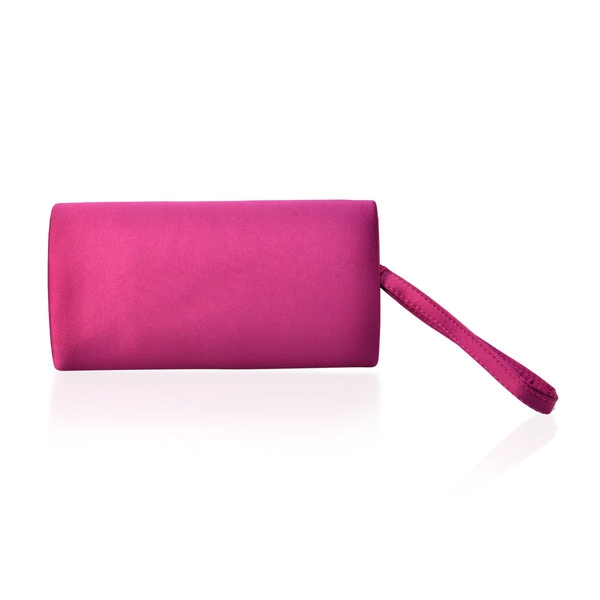 Fuchsia Satin Bow Clutch with Removable Chain Strap (Size 30x10 Cm)
