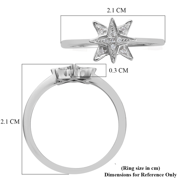 Diamond Starburst Ring in Platinum Overlay Sterling Silver 0.05 Ct.