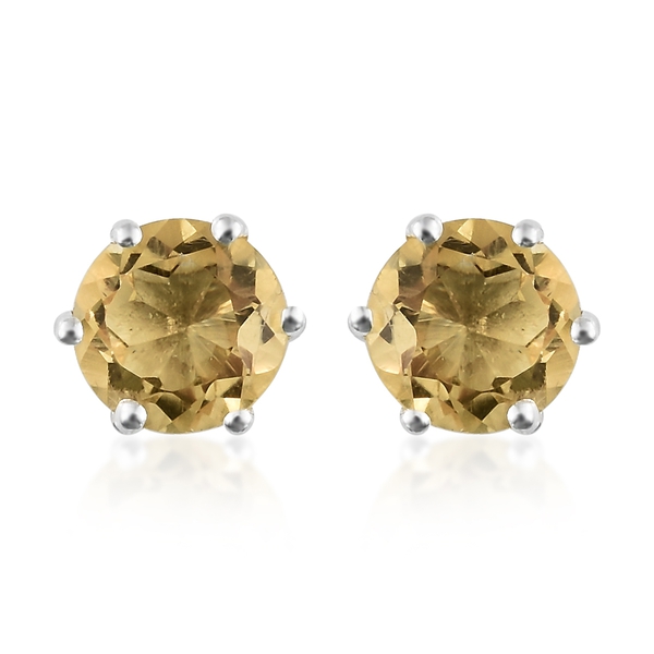 Citrine (Rnd) Solitaire Ring and Stud Earrings (with Push Back) in Sterling Silver 2.750 Ct.