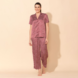 TAMSY Floral Pattern Nightwear Set (Size L) - Maroon