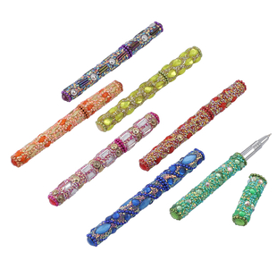 Set of 7 Beaded Pen - White, Maroon, Grey, Blue, Black, Pink and Golden
