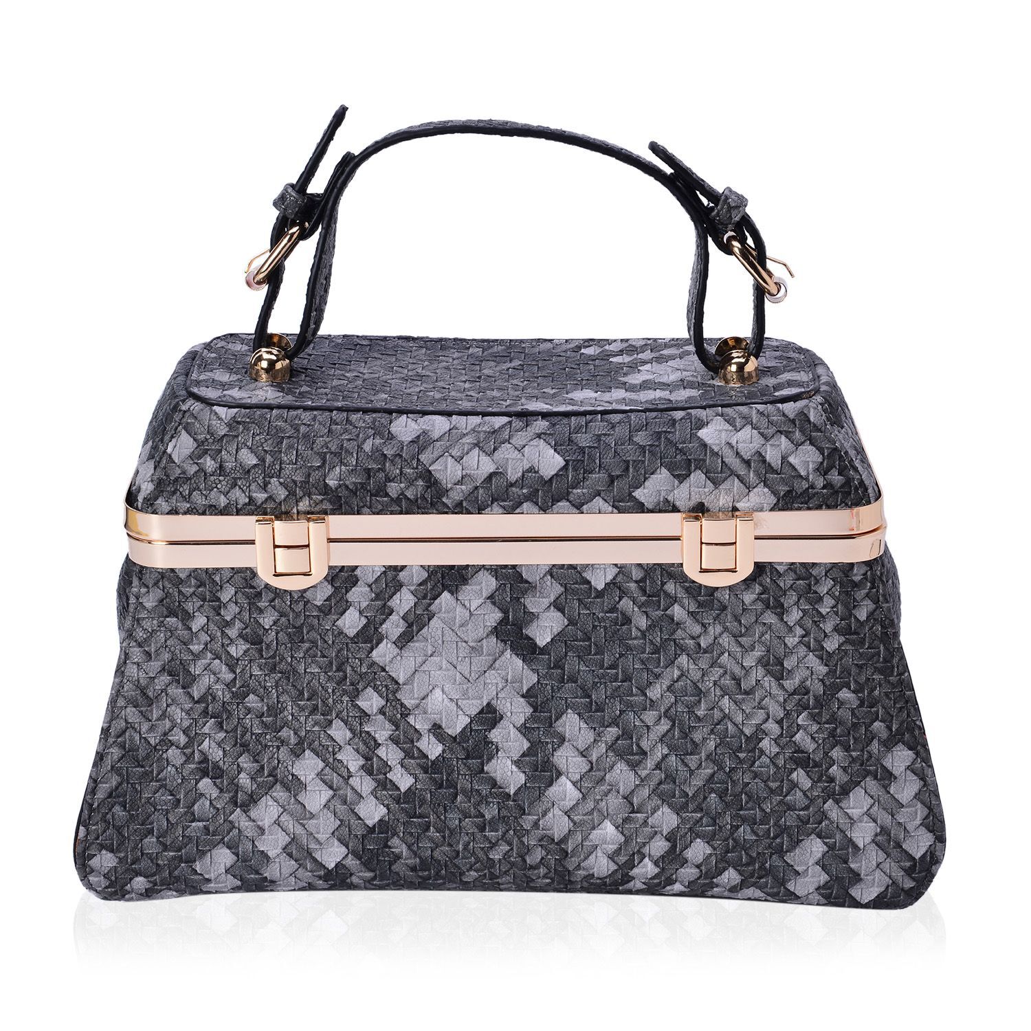 Sisley Weave Pattern Grey Colour Box Bag (Size 30x20x10 Cm)