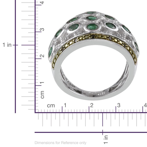 Kagem Zambian Emerald (Rnd), Green Diamond Ring in Platinum Overlay Sterling Silver 1.580 Ct.