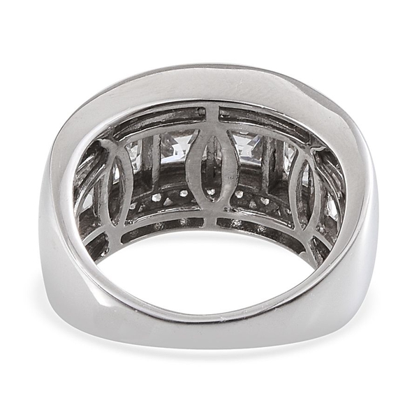Lustro Stella - Platinum Overlay Sterling Silver (Sqr) Half Eternity Band Ring Made with Finest CZ 5.040 Ct.