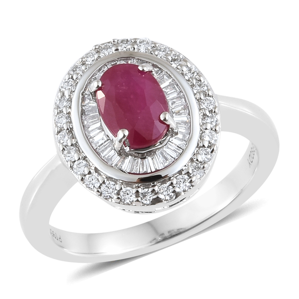 RHAPSODY 1.35 Ct AAAA Ruby and Diamond Halo Ring in 950 Platinum 7.05 Grams