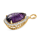 Lusaka Amethyst and Natural Cambodian Zircon Pendant in 14K Gold Overlay Sterling Silver 33.69 Ct,Silver Wt 5.49 Gms.