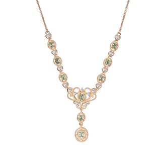 Demantoid Garnet and Natural Cambodian Zircon Necklace (Size - 18 With 2 inch Extender) in 14K Gold 