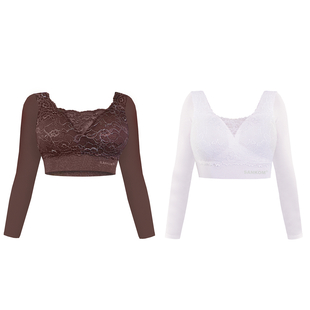 DOD - 2 Piece Set- SANKOM SWITZERLAND Patent Classic Bra with Full Lace Cover Including Taupe and White Colour