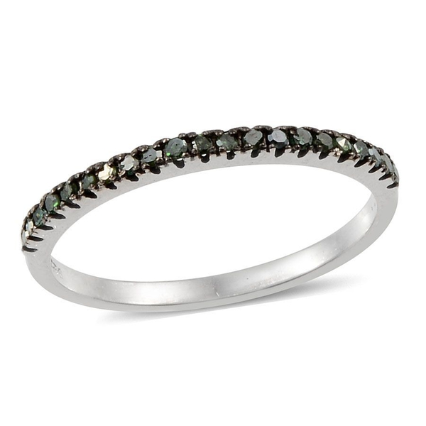Set of 7 - Green, Natural Brown, Yellow, Black, Red, White and Blue Diamond Stacking Half Eternity Ring in Platinum Overlay Sterling Silver 1.750 Ct.