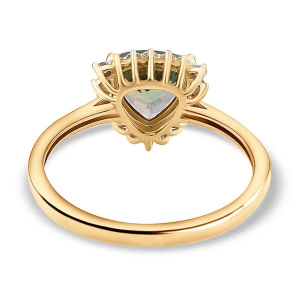 9K Yellow Gold  Green Tanzanite and Diamond Ring 1.67 Ct.