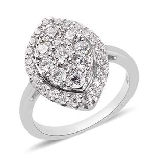 Lustro Stella Platinum Overlay Sterling Silver Ring Made with Finest CZ 2.38 Ct.