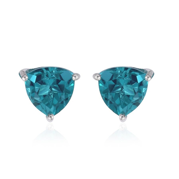 Capri Blue Quartz (Trl) Stud Earrings (with Push Back) in Sterling Silver 4.500 Ct.
