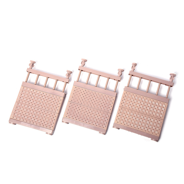 Set of 3 Adjustable Storage Racks (W: 24cm, L: 29-46cm) - Dusty Pink Colour