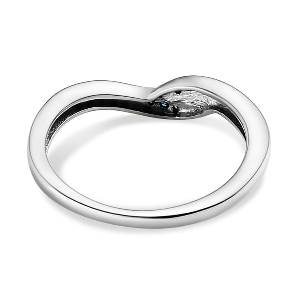 Blue Diamond Ring in Platinum Overlay Sterling Silver 0.12 Ct.