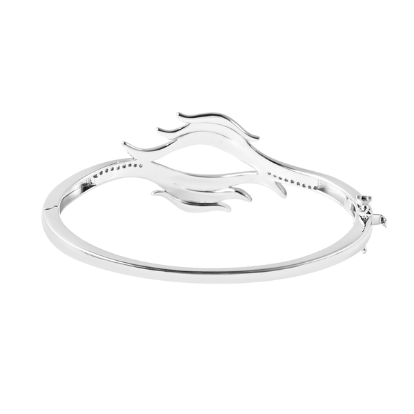 LucyQ Flame Collection - Natural Cambodian Zircon Bangle (Size 7.5) in Rhodium Overlay Sterling Silver