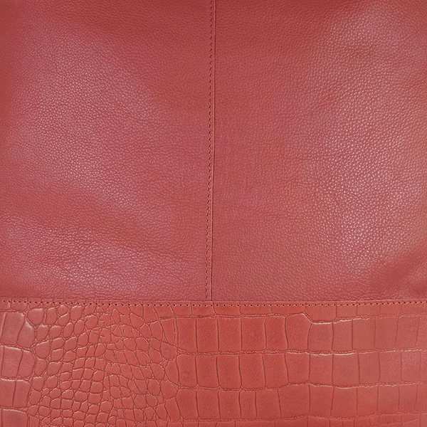 Assots London SIENNA Croc Leather Tote Bag in Paprika Red (Size 38x13x35 Cm)