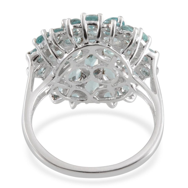 Paraibe Apatite (Ovl) Cluster Ring in Platinum Overlay Sterling Silver 4.250 Ct.