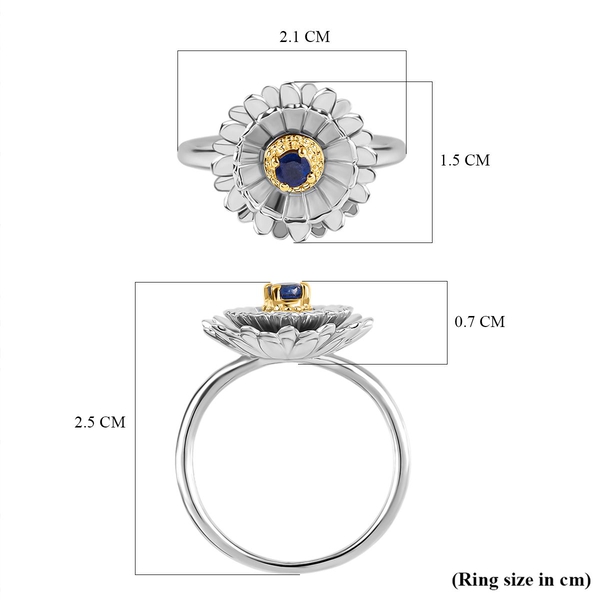 Masoala Sapphire (FF) Floral Ring in Platinum and Yellow Gold Overlay Sterling Silver
