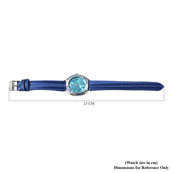 STRADA Japanese Movement Blue Crystal Studded Water Resistant Watch with Blue Strap