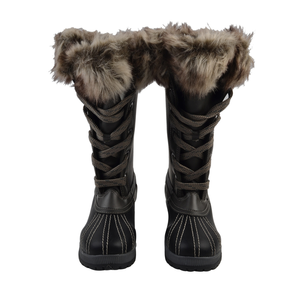 Faux Fur Lined Snow Boots - Grey