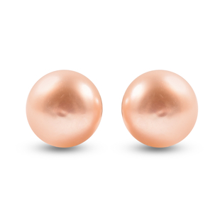 Fresh Water Peach Pearl Stud Earrings (with Push Back) in Sterling Silver