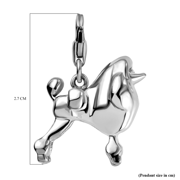 Platinum Overlay Sterling Silver Poodle Dog Charm, Silver wt 5.16 Gms