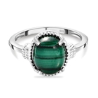 Malachite Solitaire Ring (Size P) in Sterling Silver 3.24 Ct.
