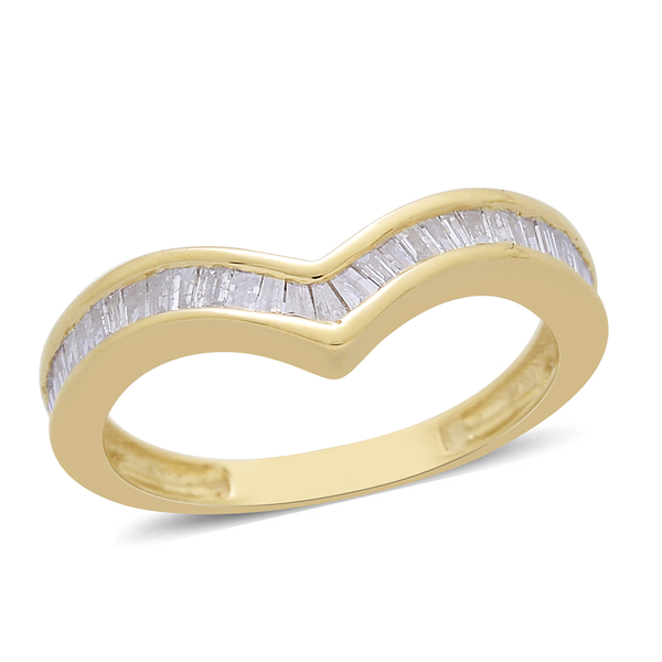 9K Yellow Gold SGL Certified Diamond (Bgt) (I3-G-H) Wishbone Ring 0.500 Ct.